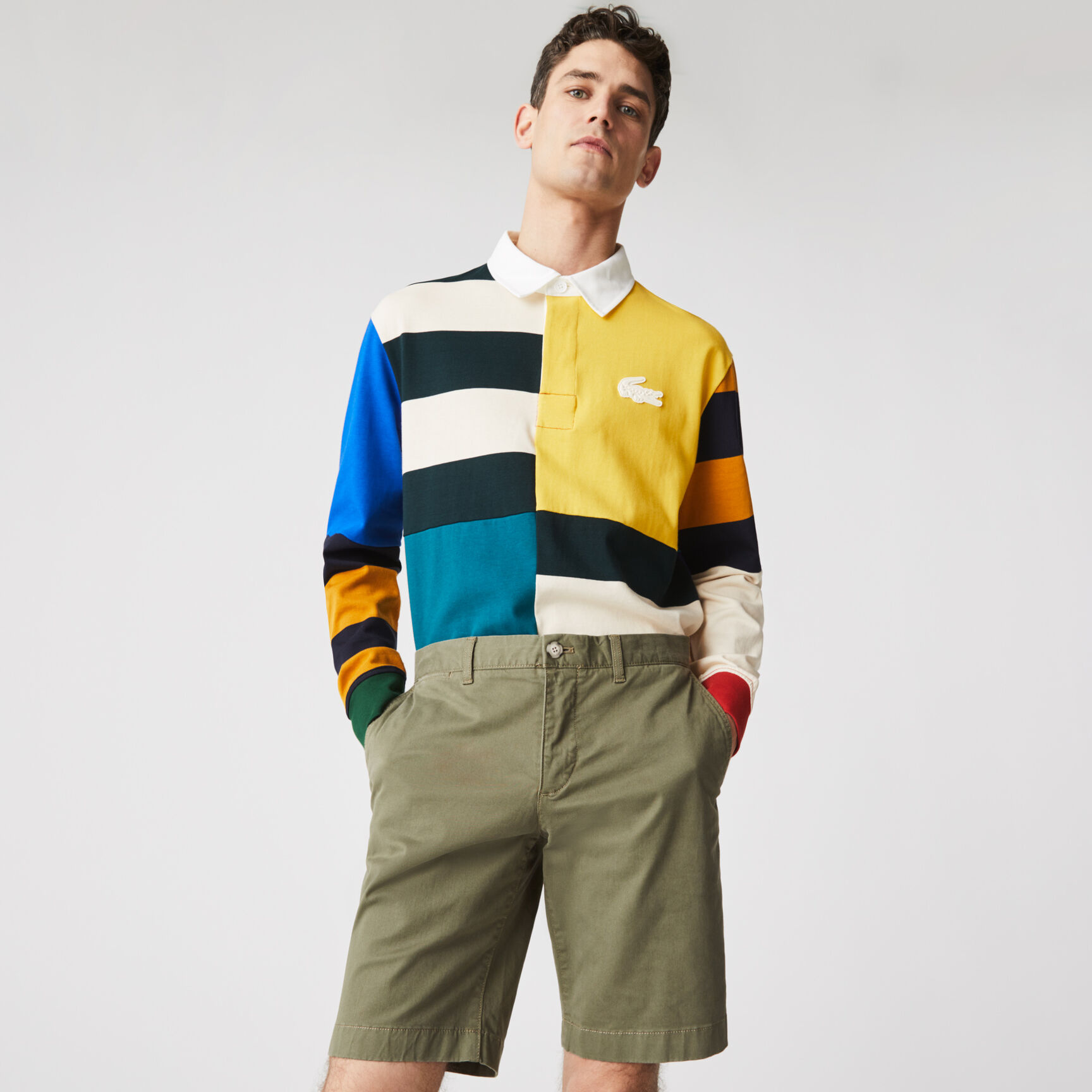 شورت بيرمودا من الجبردين المرن بقصة ضيقة للرجال