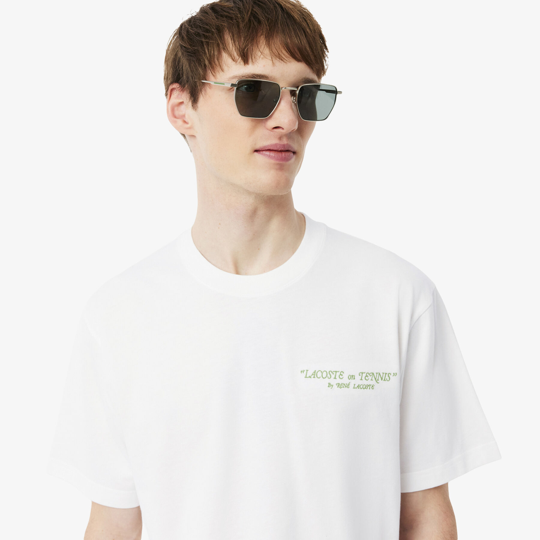 lacoste embroidered cotton t shirt