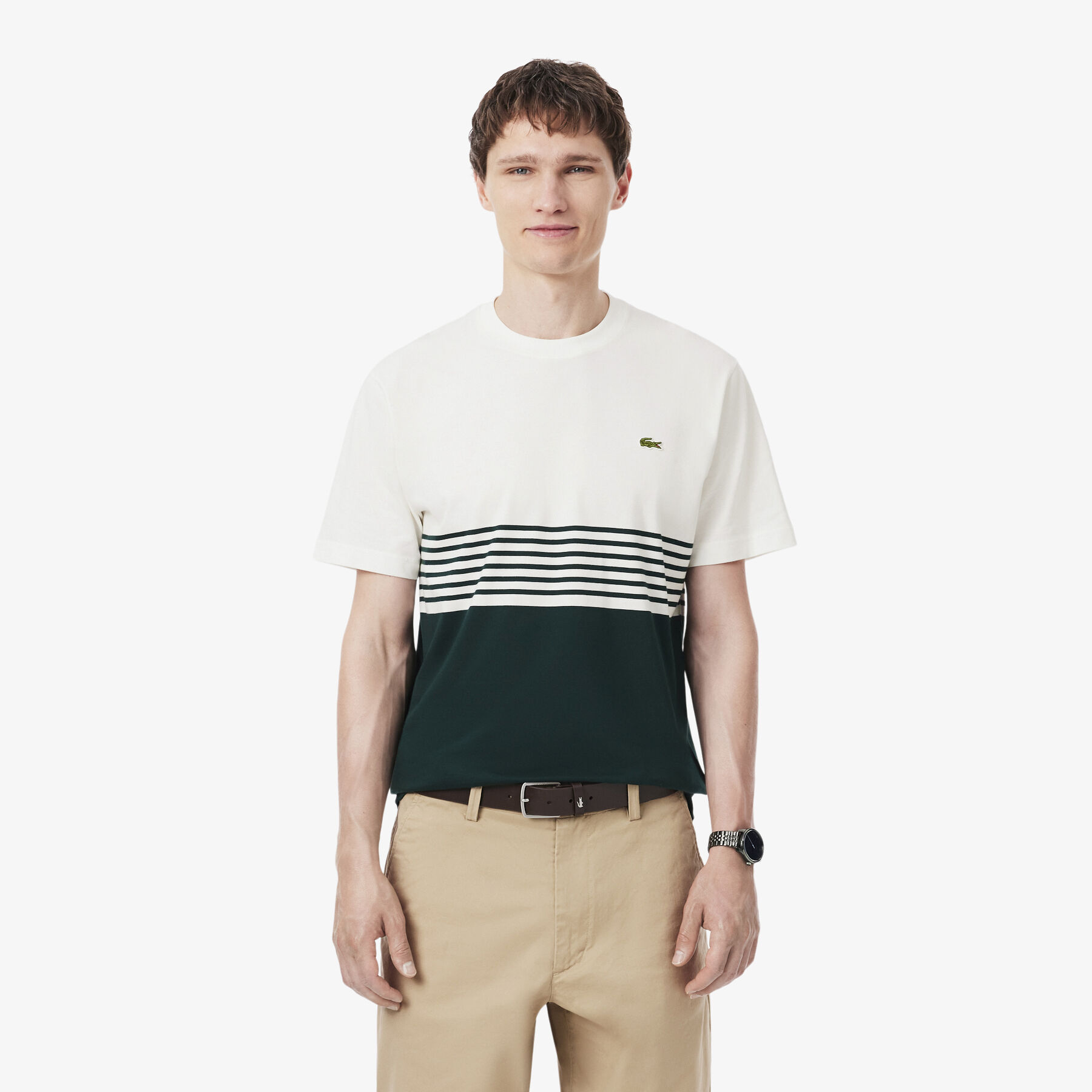 تيشيرت مخطط من قماش الجيرسيه بألوان متداخلة Striped Jersey Colour-block T-shirt - TH9795-00-0LP