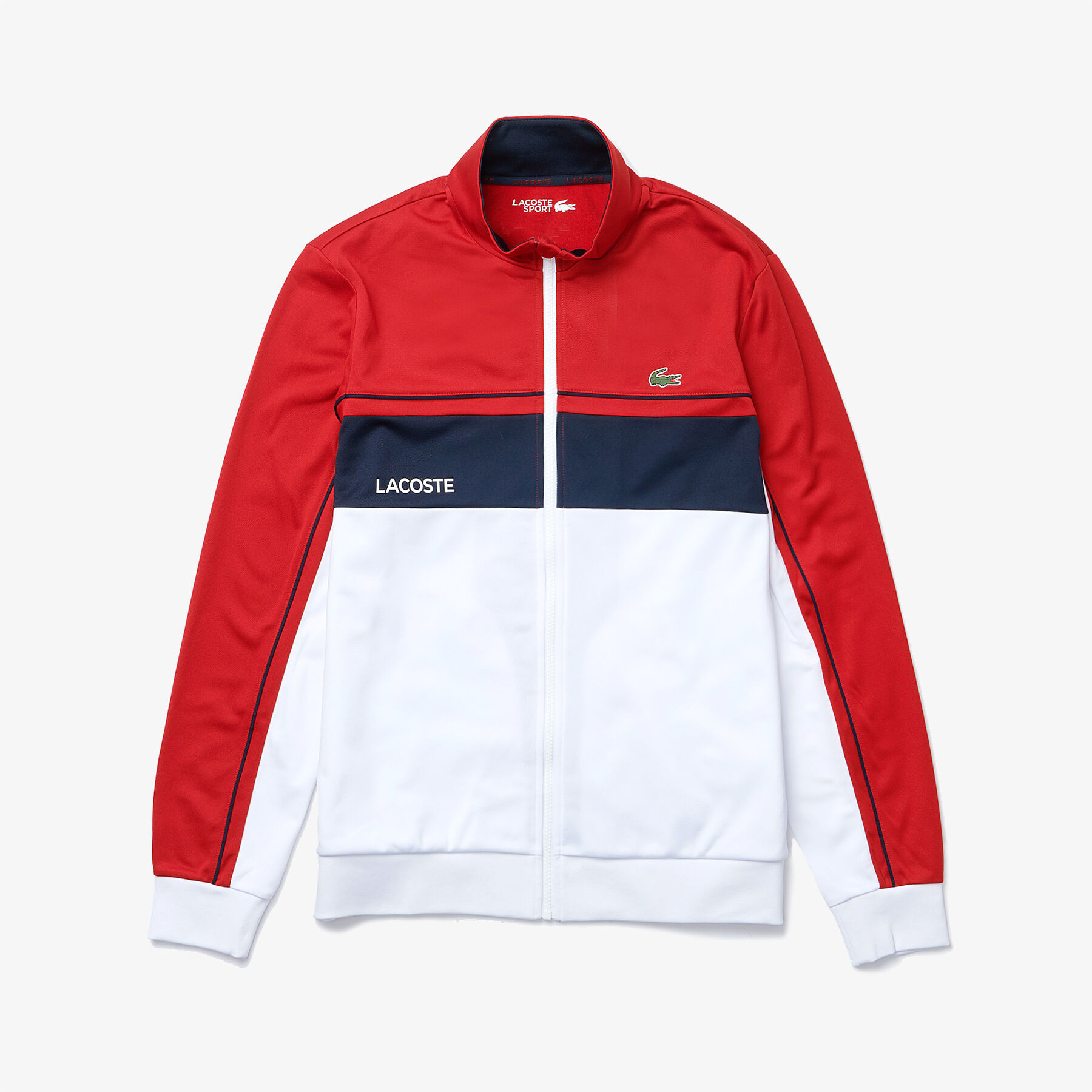 سويت شيرت من البيكيه المقاوم بسحاب وكتل لونية مجموعة Lacoste SPORT للرجال لاكوست سويت شيرت من البيكيه المقاوم بسحاب وكتل لونية مجموعة lacoste sport للرجال