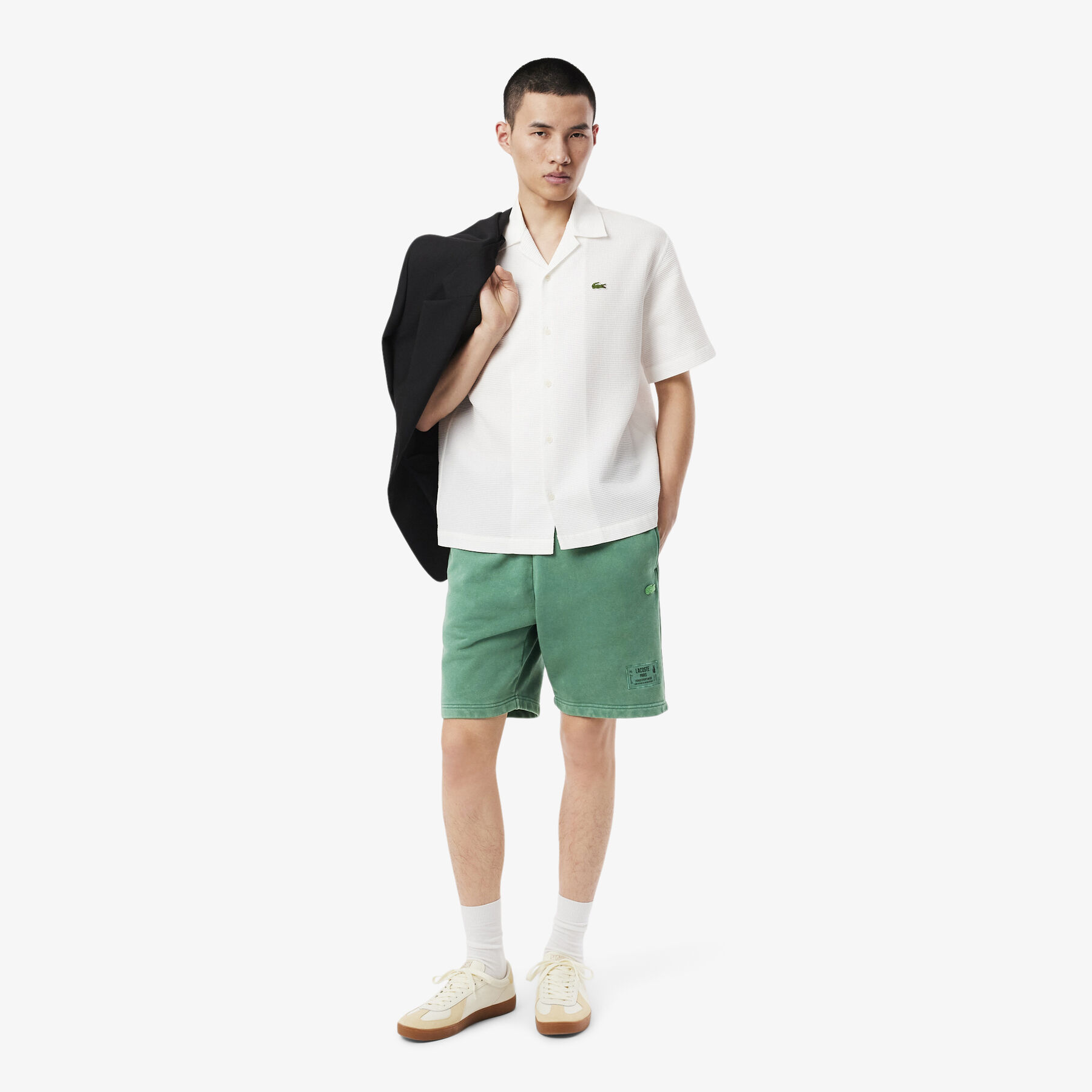 Washed Effect Cotton Fleece Shorts lacoste washed effect cotton fleece shorts