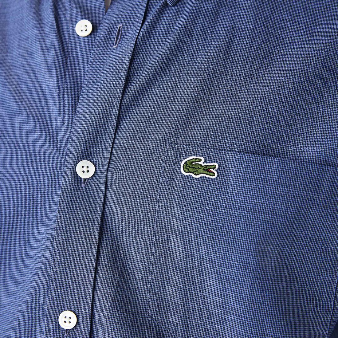 Men's Slim Fit Small Houndstooth Print Cotton Shirt Men's Slim Fit Small Houndstooth Print Cotton Shirt