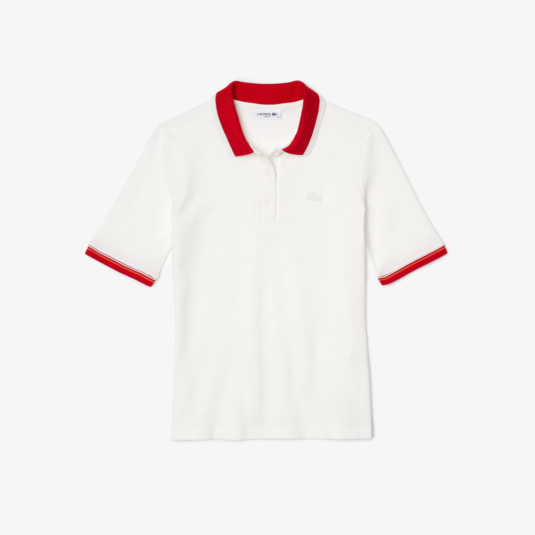Women’s Lacoste Slim Fit Colored Neck Stretch Cotton Piqué Polo Women’s Lacoste Slim Fit Colored Neck Stretch Cotton Piqué Polo