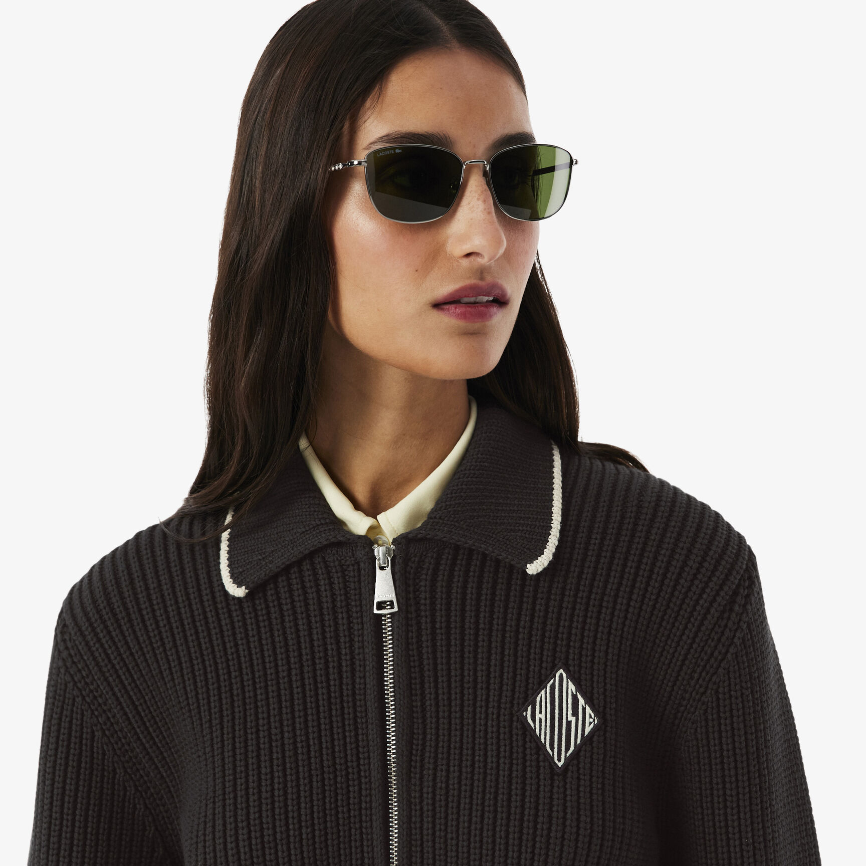 Zipped Cotton Badge Accent Sweater - AF9858-00-3LA