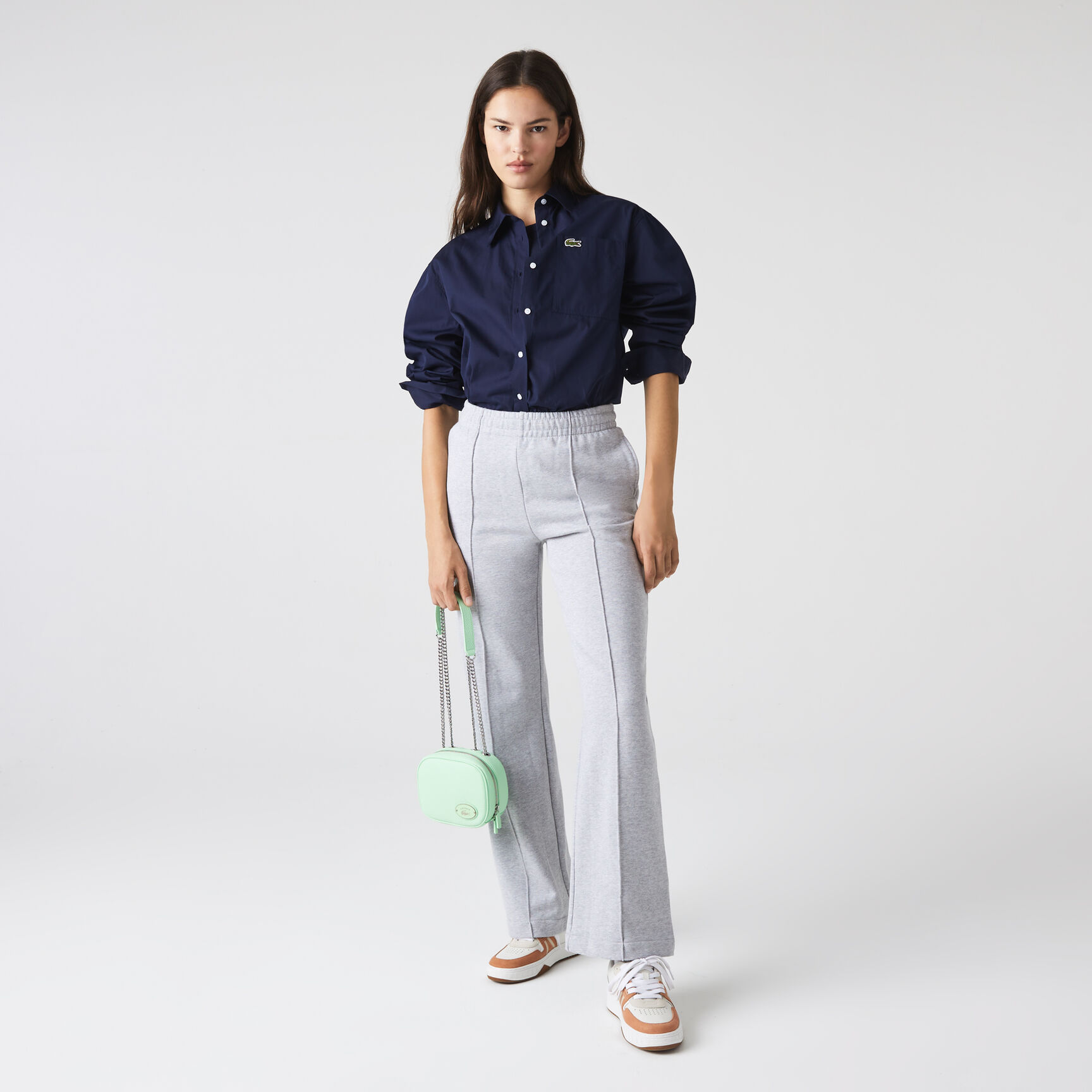 حقيبة كروس لاكوست صغيرة مربعة جلد بارز الملمس للنساء حقيبة كروس لاكوست صغيرة مربعة جلد بارز الملمس للنساء