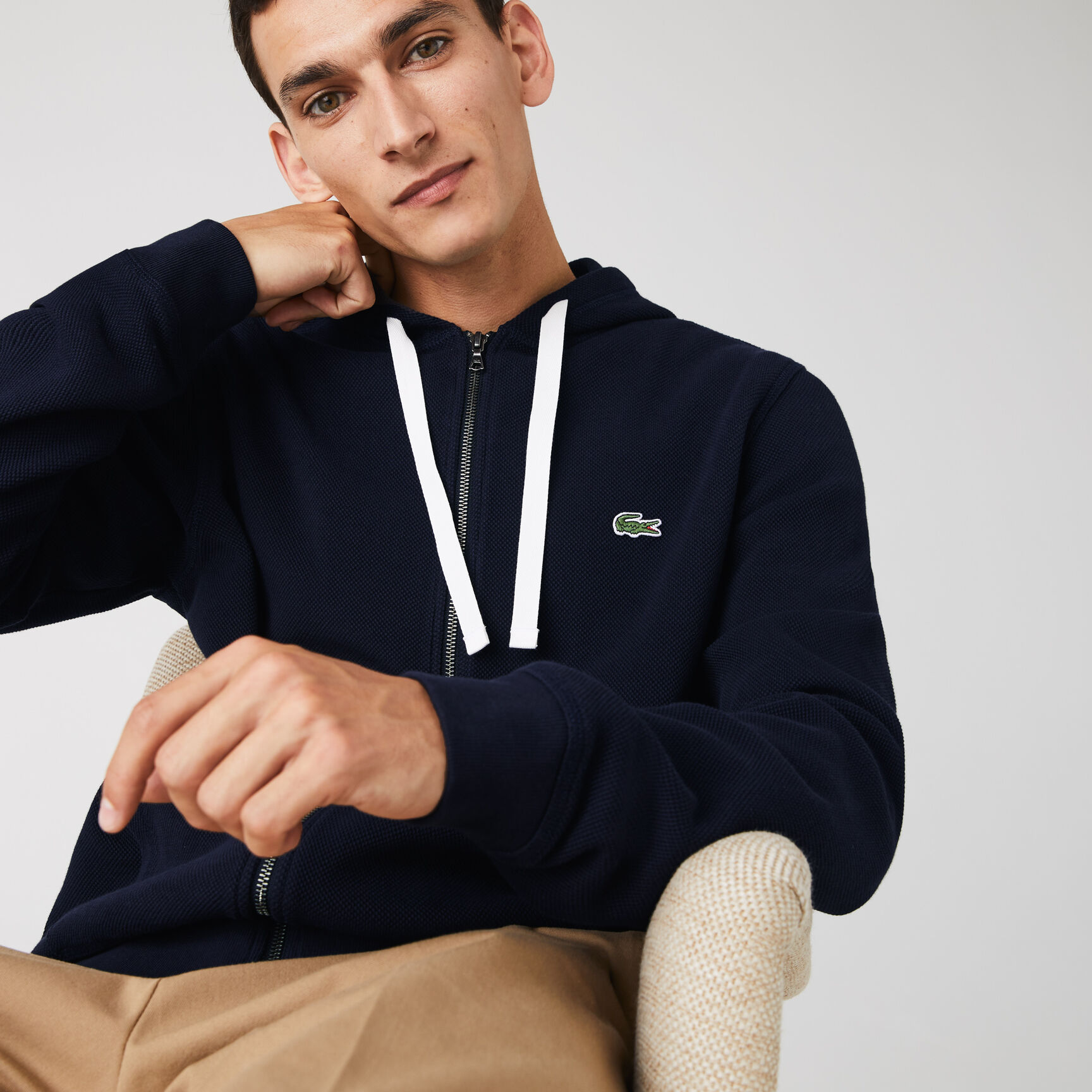 Men's Zip Hooded Organic Cotton Piqué Sweatshirt Men's Zip Hooded Organic Cotton Piqué Sweatshirt