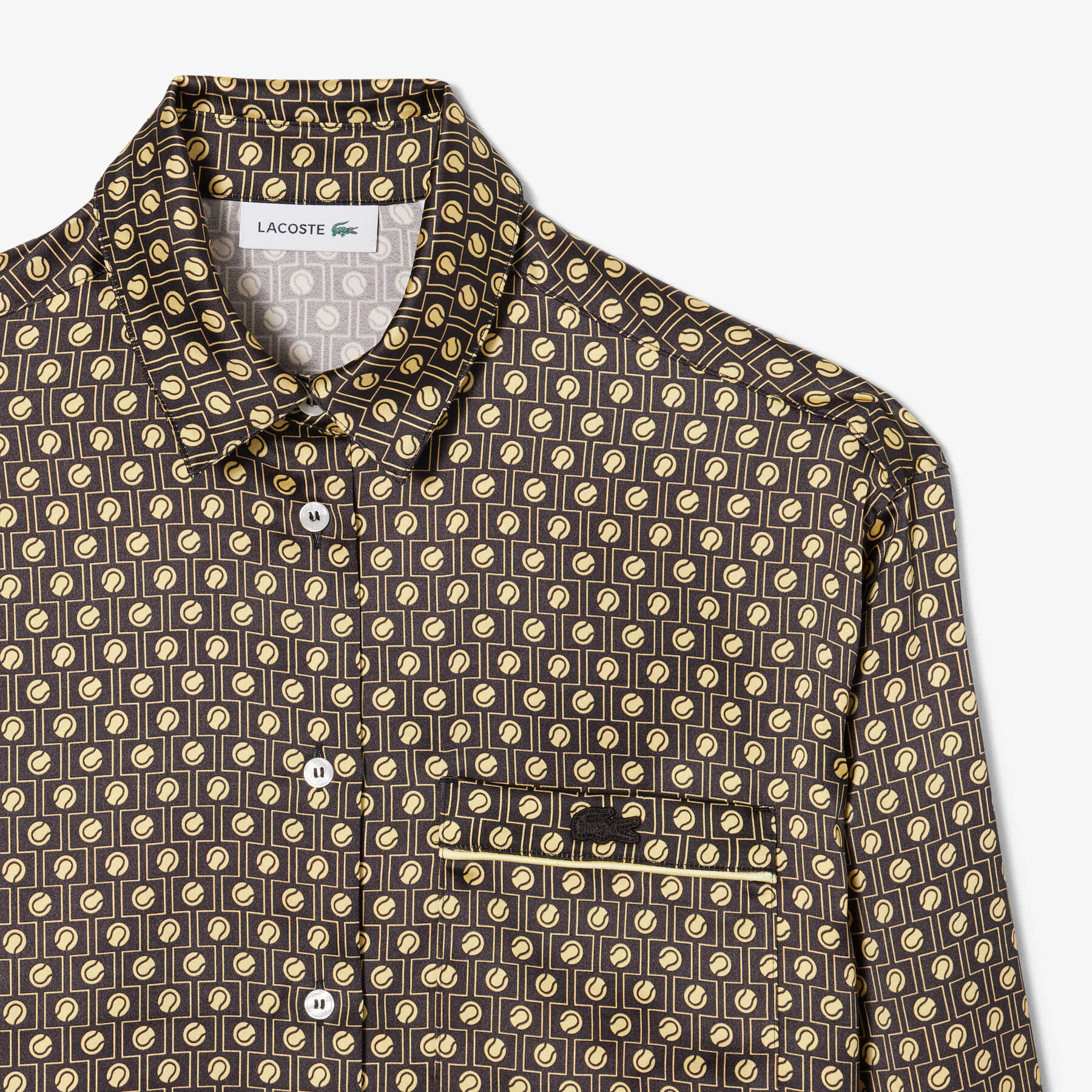 Oversized Printed Satin Shirt lacoste oversized printed satin shirt