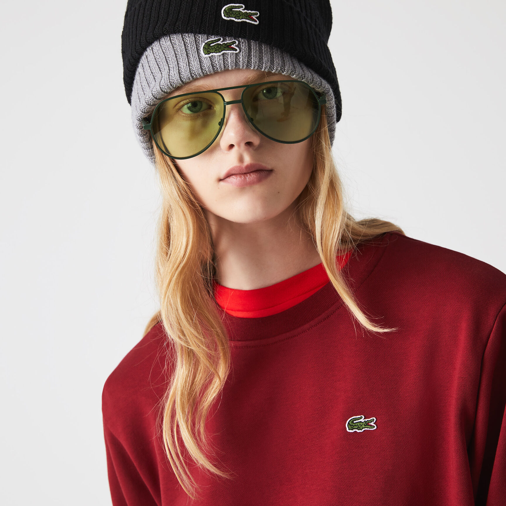 سويت شيرت لاكوست مقسم بألوان صوف بارز الملمس للنساء سويت شيرت لاكوست مقسم بألوان صوف بارز الملمس للنساء