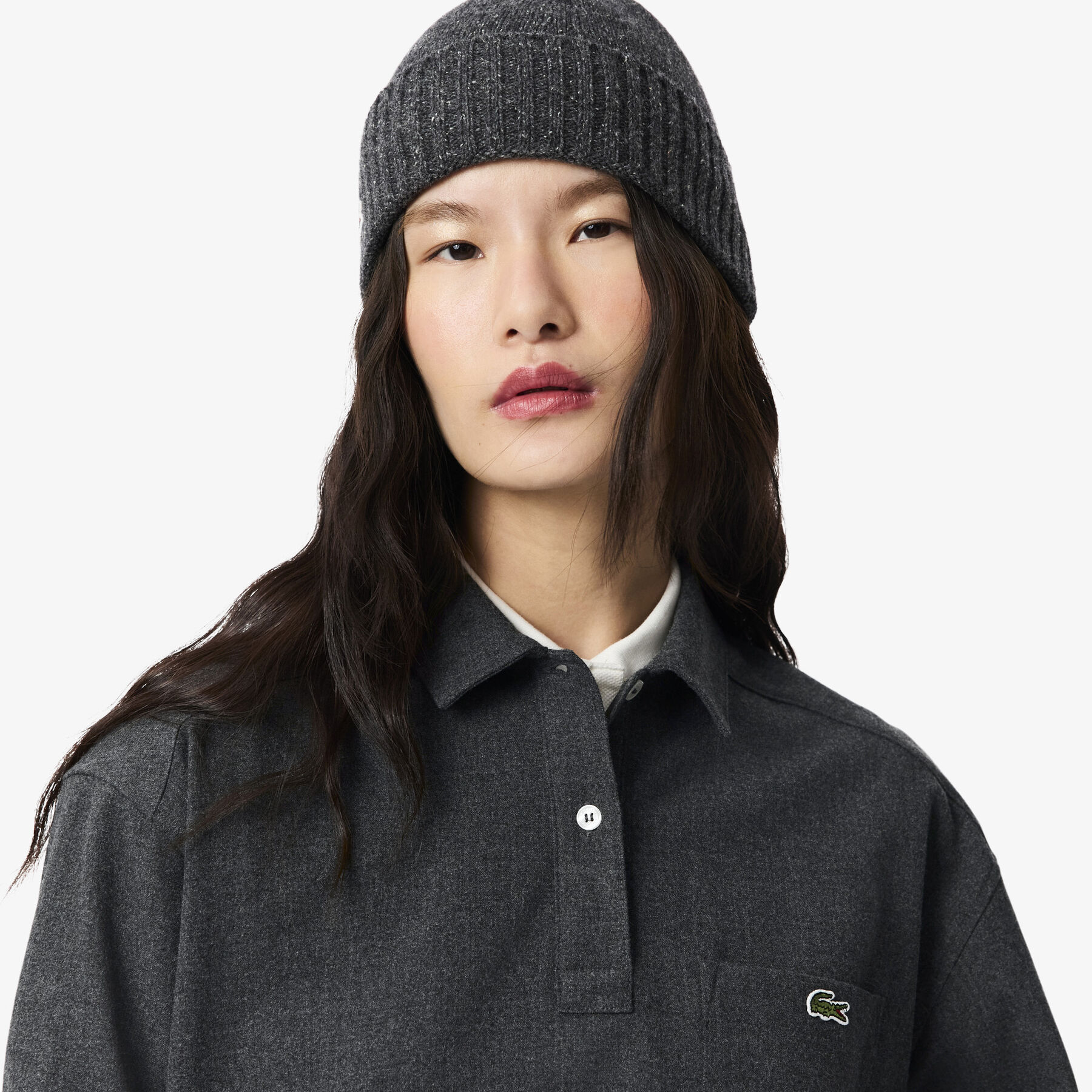 Oversized Polo Style Flannel Shirt lacoste oversized polo style flannel shirt