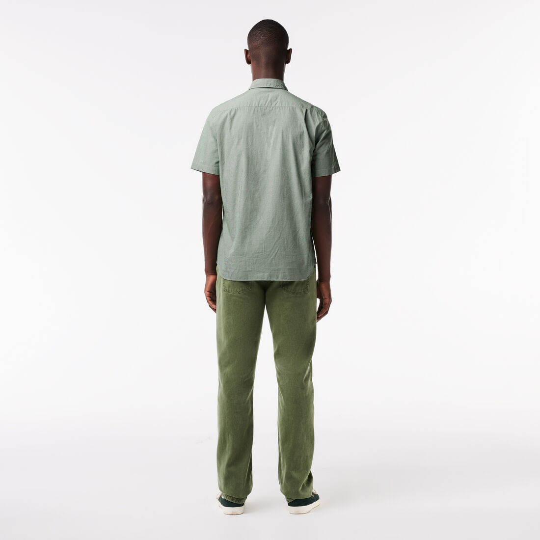 قميص قطن لون سادة بقصة عادية للرجال Short Sleeved Regular Fit Gingham Print Shirt - CH5622-00-737