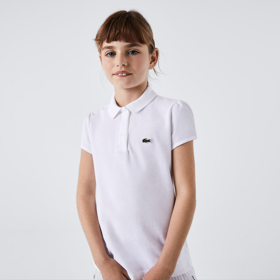 Girls' Lacoste Scalloped Collar Mini Pique Polo Shirt - PJ3594-00-001
