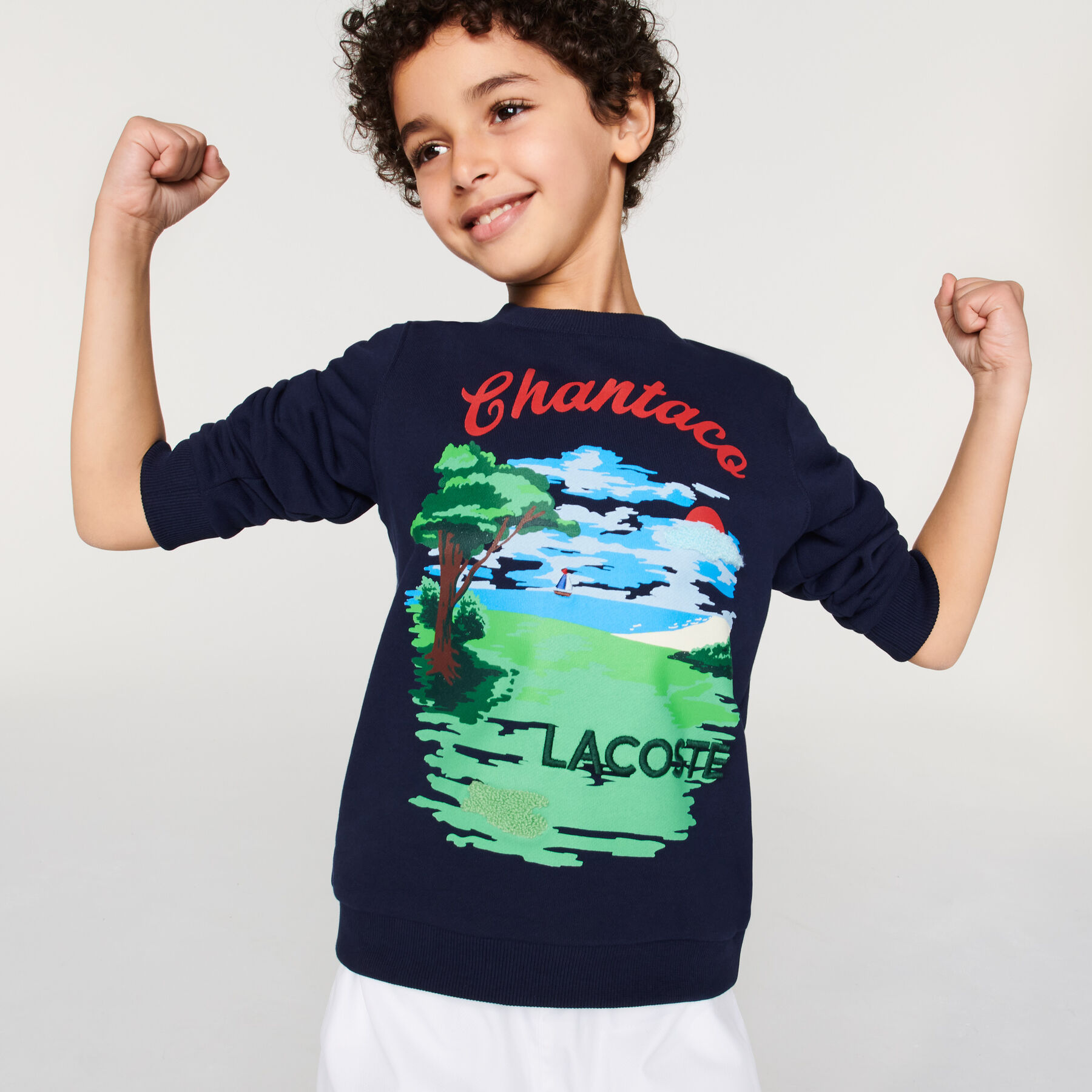 سويت شيرت صوف مع طباعة Chantaco للأولاد لاكوست سويت شيرت صوف مع طباعة chantaco للأولاد