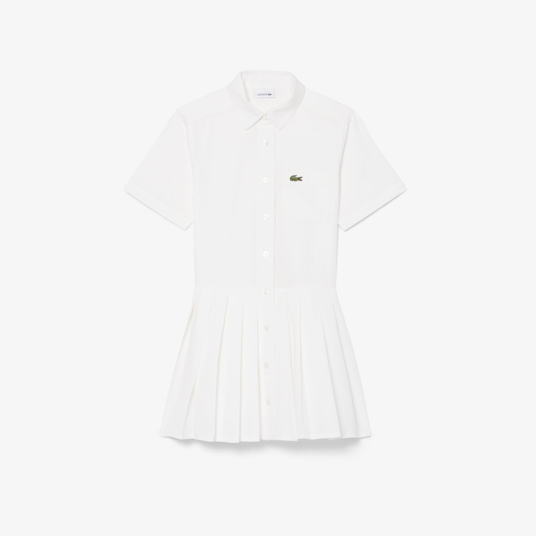 فستان قميص بتنورة من قماش البوبلين المطوي Poplin Pleat Skirt Shirt Dress - EJ6639-00-70V