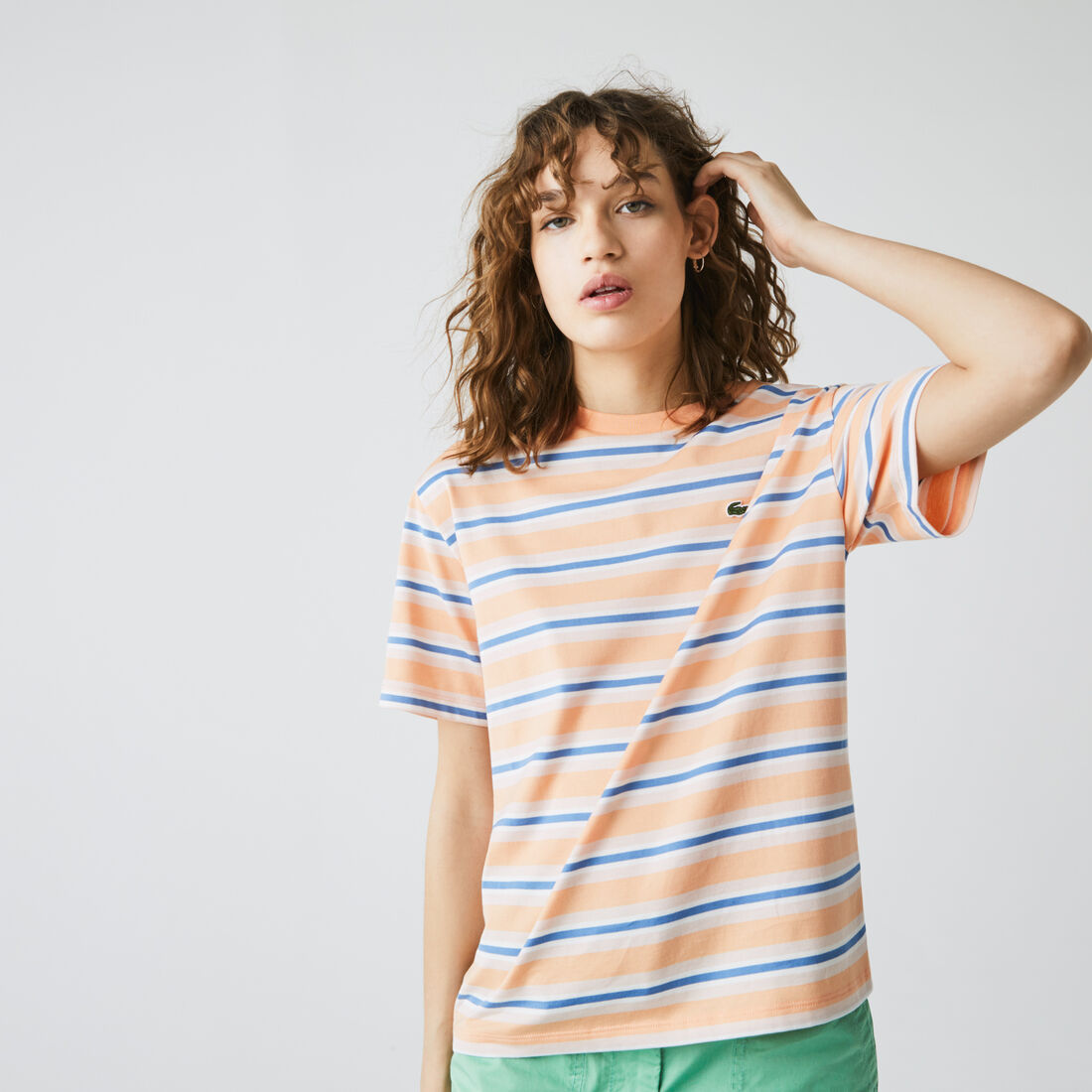 Women’s Crew Neck Striped Cotton T-shirt