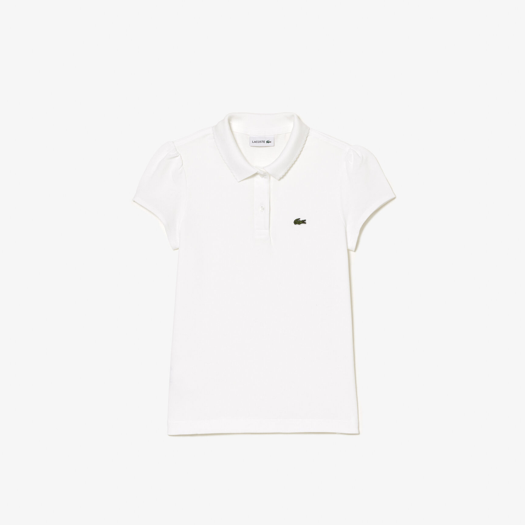 قميص بولو بيكيه بياقة مزخرفة Girls' Lacoste Scalloped Collar Mini Pique Polo Shirt - PJ3594-00-001