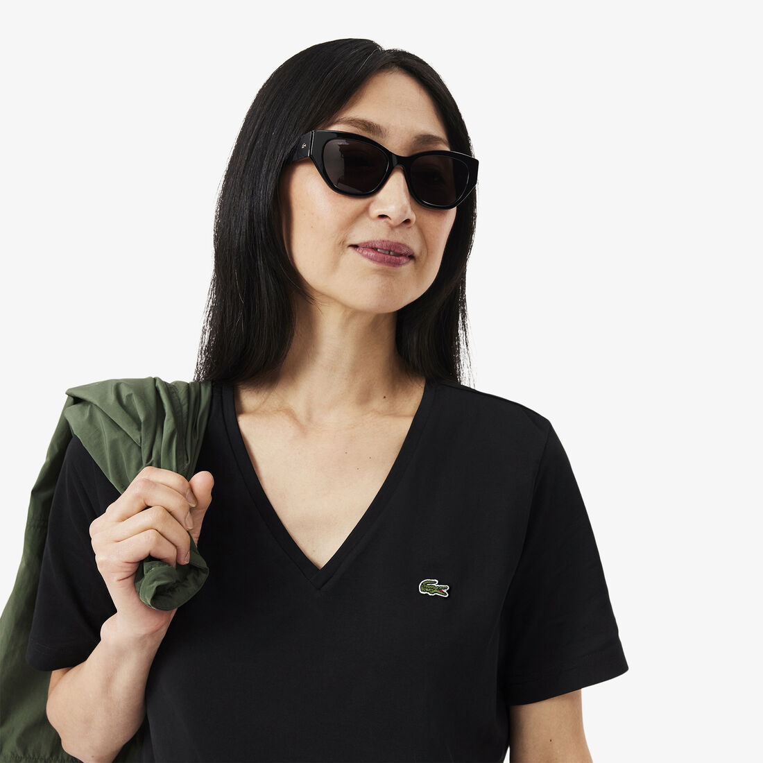 تي شيرت مريح من القطن الناعم برقبة على شكل حرف V Relaxed Fit Soft Cotton Jersey V Neck T-shirt - TF7300-00-031