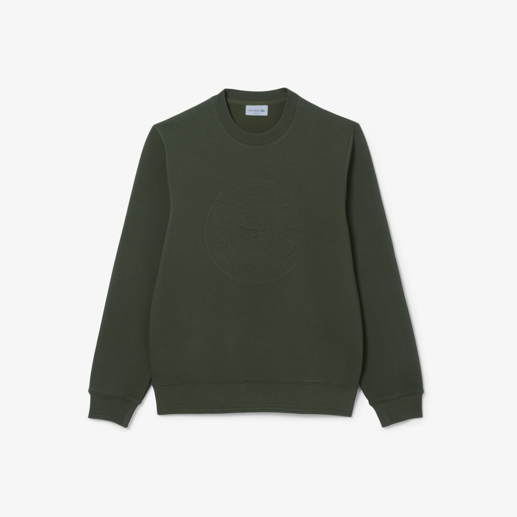 Embossed Logo Pique Sweatshirt, Dark Green | LACOSTE UAE