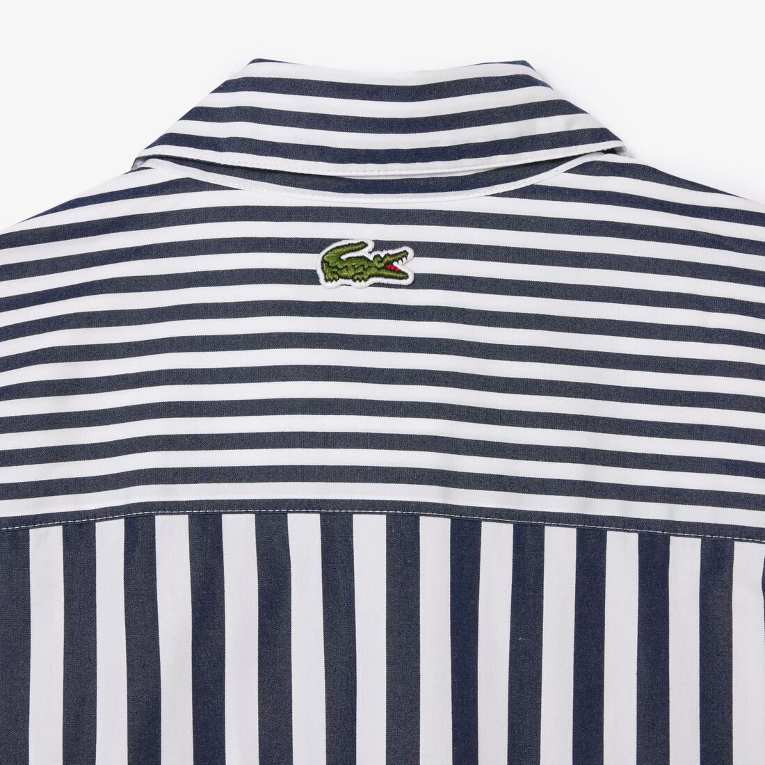 قميص لاكوست بيكيه قطن بياقة فرنسية للنساء Lacoste x Bandier Striped Cotton Poplin Shirt - CF0788-00-525