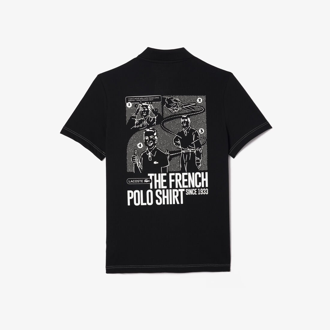 قميص بولو بطباعة أمامية وخلفية بحركة لاكوست Back and Front Print Lacoste Movement Polo Shirt - PH7416-00-031