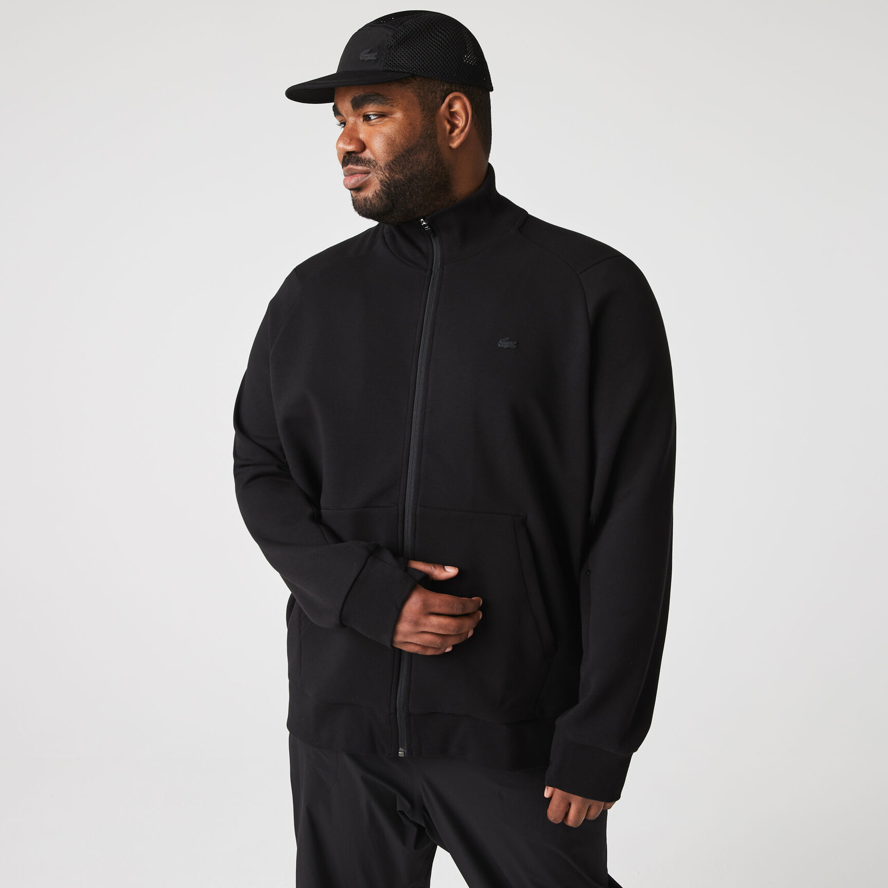 سويت شيرت لاكوست قطن عضوي ناعم للرجال Men's High Neck Cotton Blend Zip Jogger Sweatshirt - SH2702-00-031