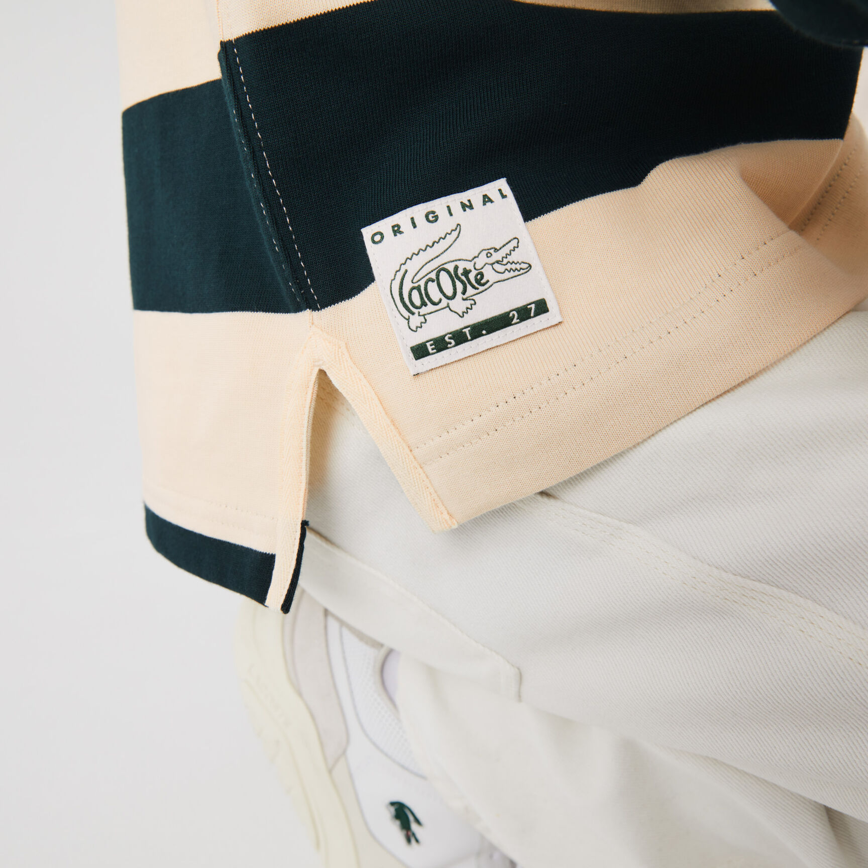 قميص بولو قطن مقلم للرجال تصميم الرجبي قميص بولو قطن مقلم للرجال تصميم الرجبي