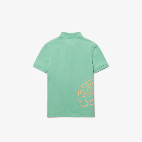 قميص بولو من بيكيه القطن للأولاد مع طباعة التمساح
