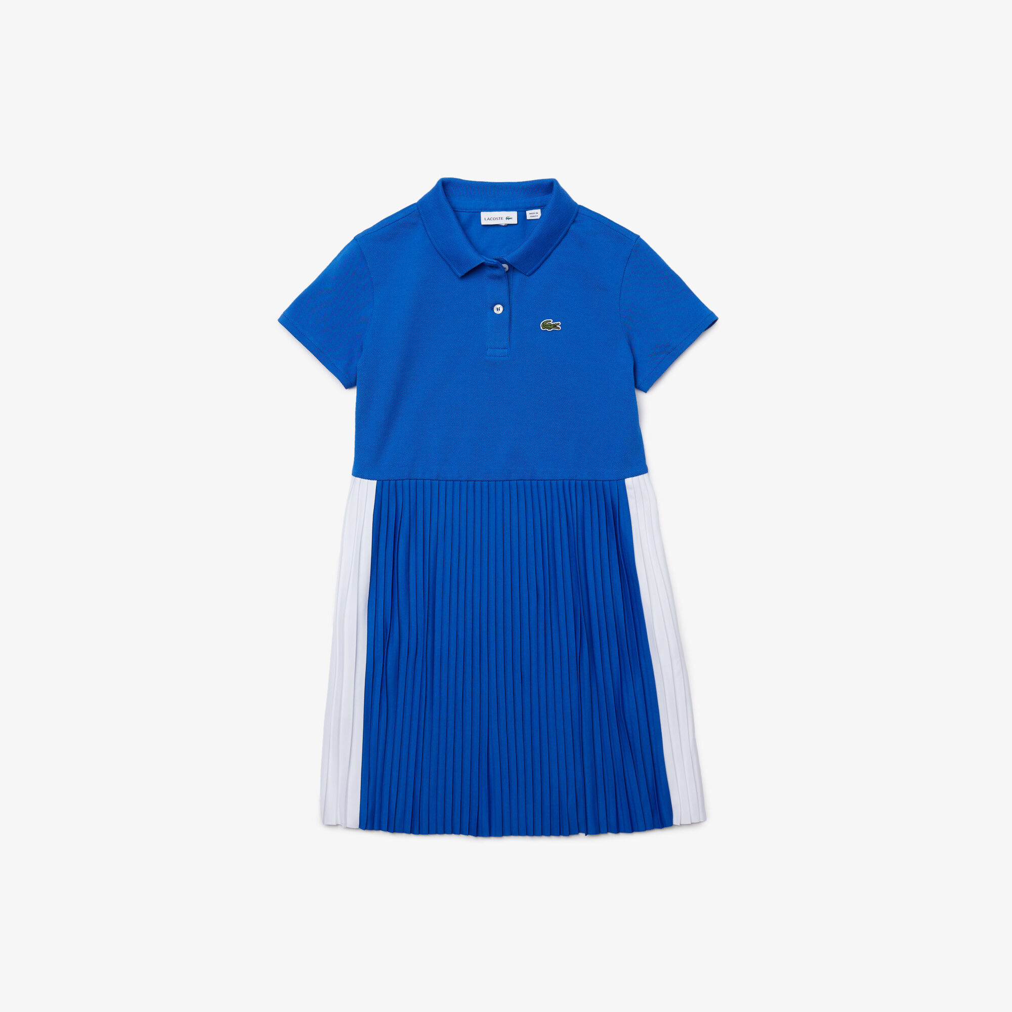 Girls’ Pleated Lightweight Cotton Piqué Polo Dress