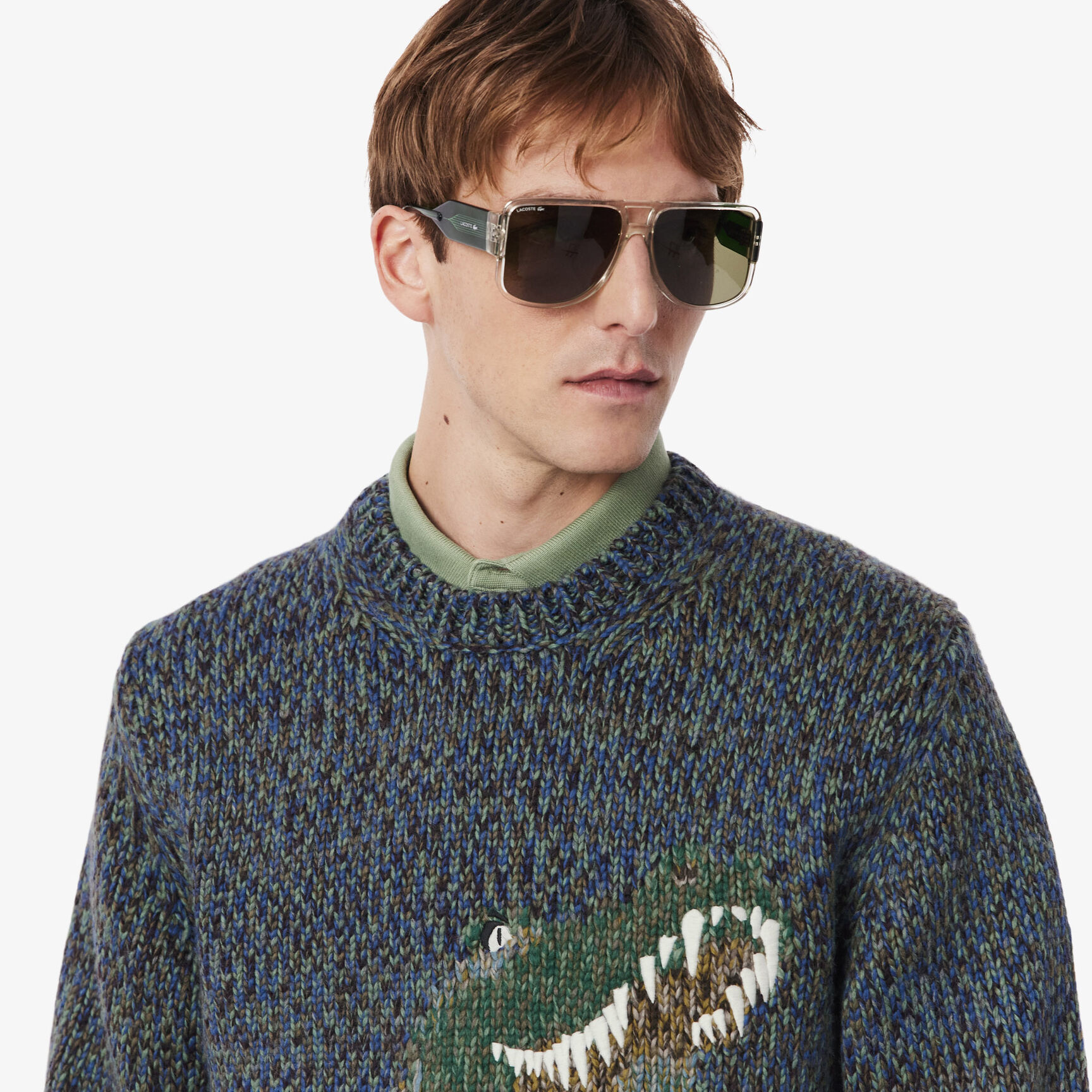 Mercerized Knit Intarsia Crocodile Sweater - AH5917-00-8IX