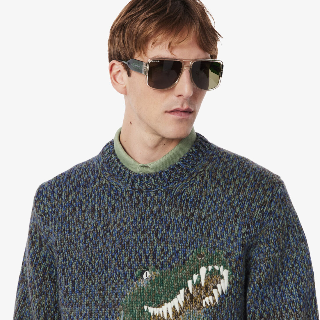 Mercerized Knit Intarsia Crocodile Sweater Mercerized Knit Intarsia Crocodile Sweater - AH5917-00-8IX