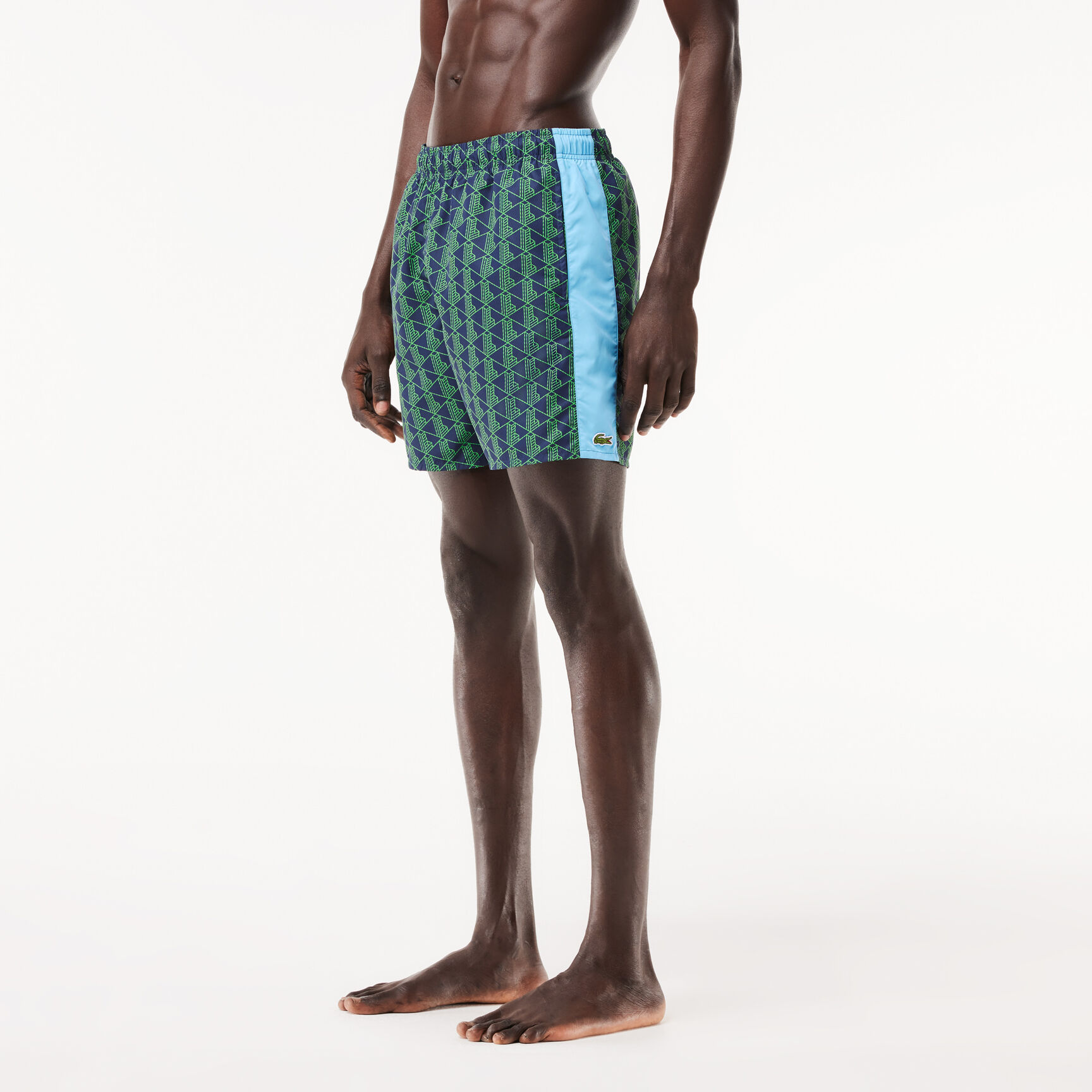 Lacoste Mid Length Monogram Print Swim Trunks - MH6980-00-IHA
