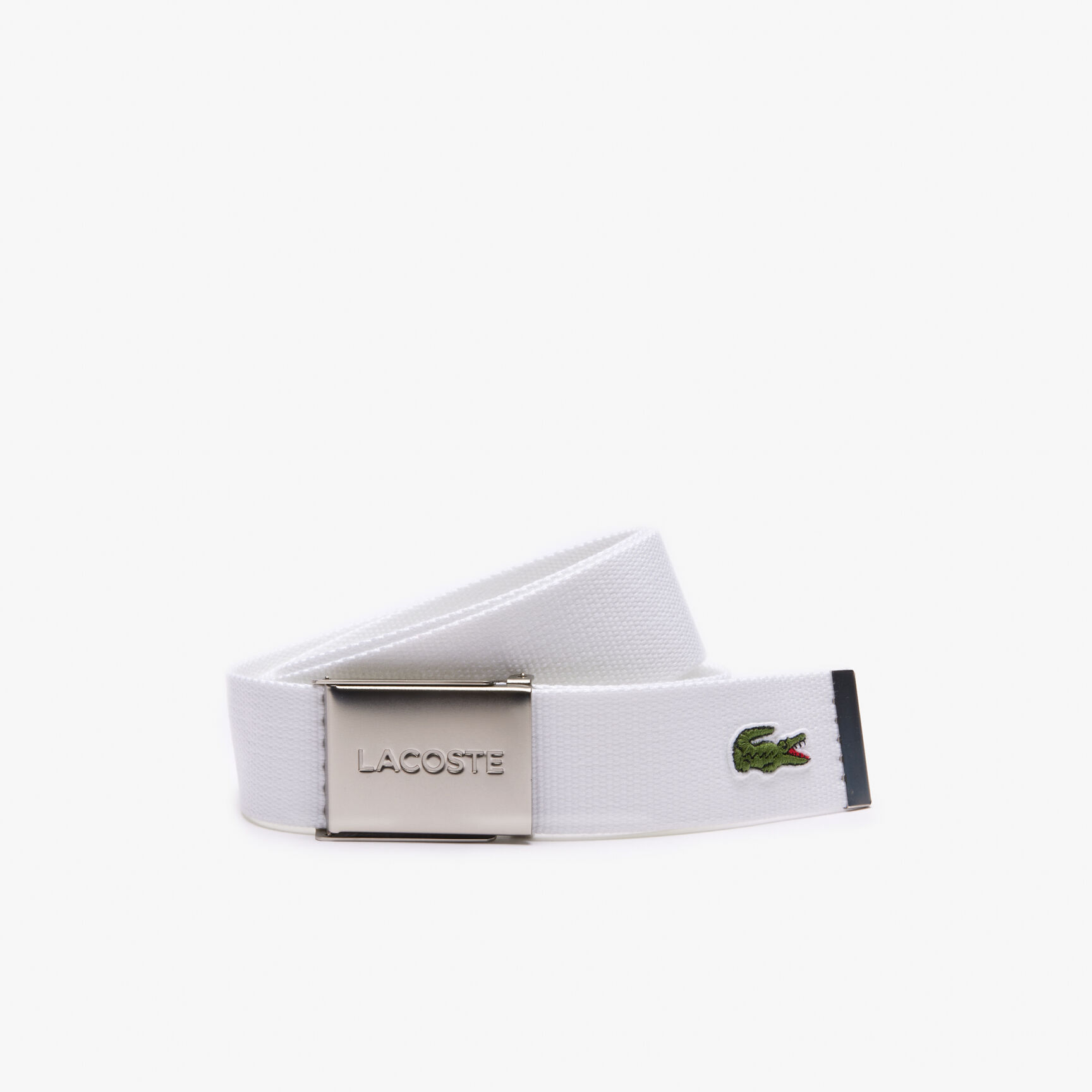 Men's Made in France Lacoste Engraved Buckle Woven Fabric Belt - RC2012-001