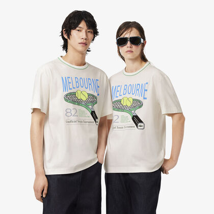 lacoste runway tennis print t shirt