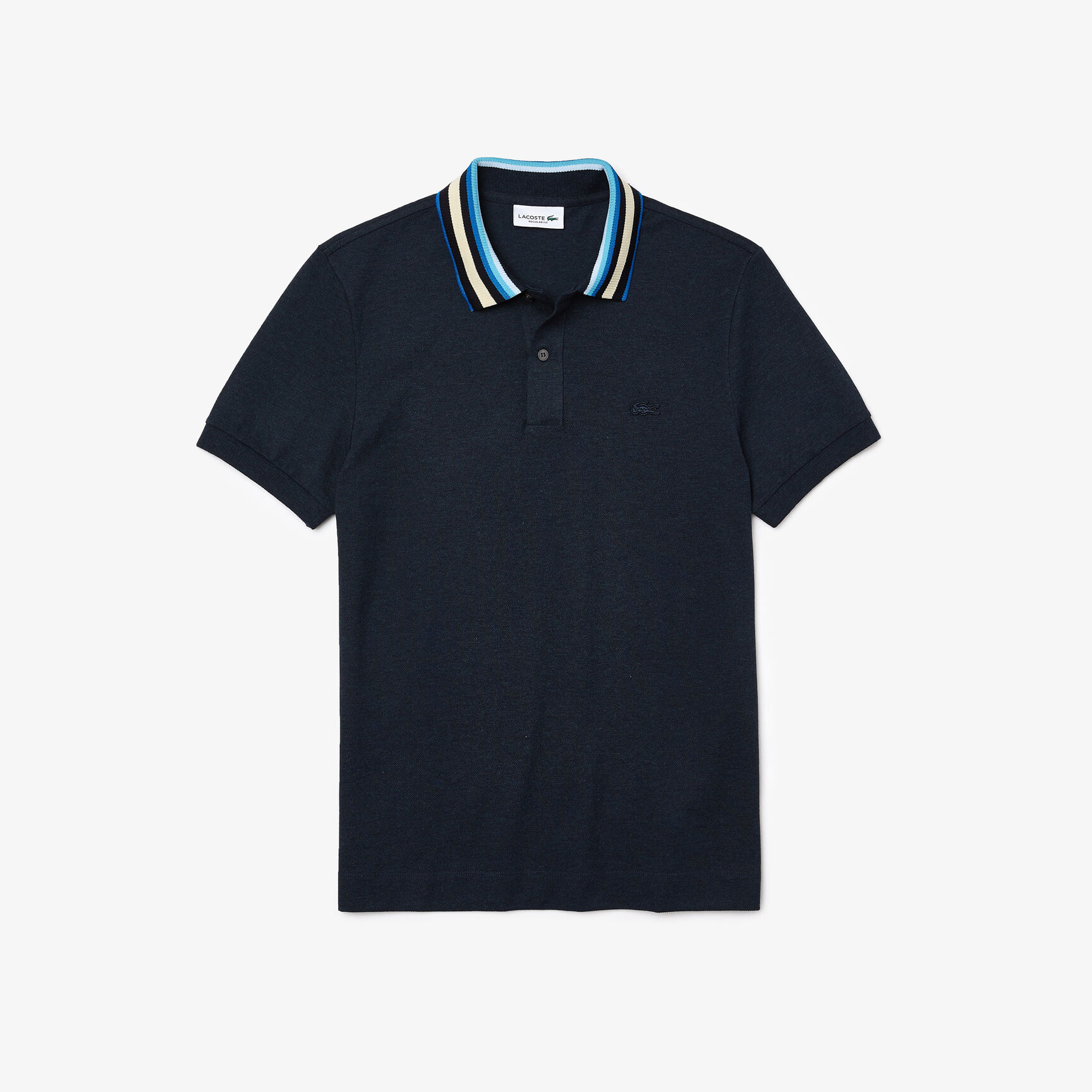 Men’s Lacoste Regular Fit Striped Collar Cotton Piqué Polo Men’s Lacoste Regular Fit Striped Collar Cotton Piqué Polo