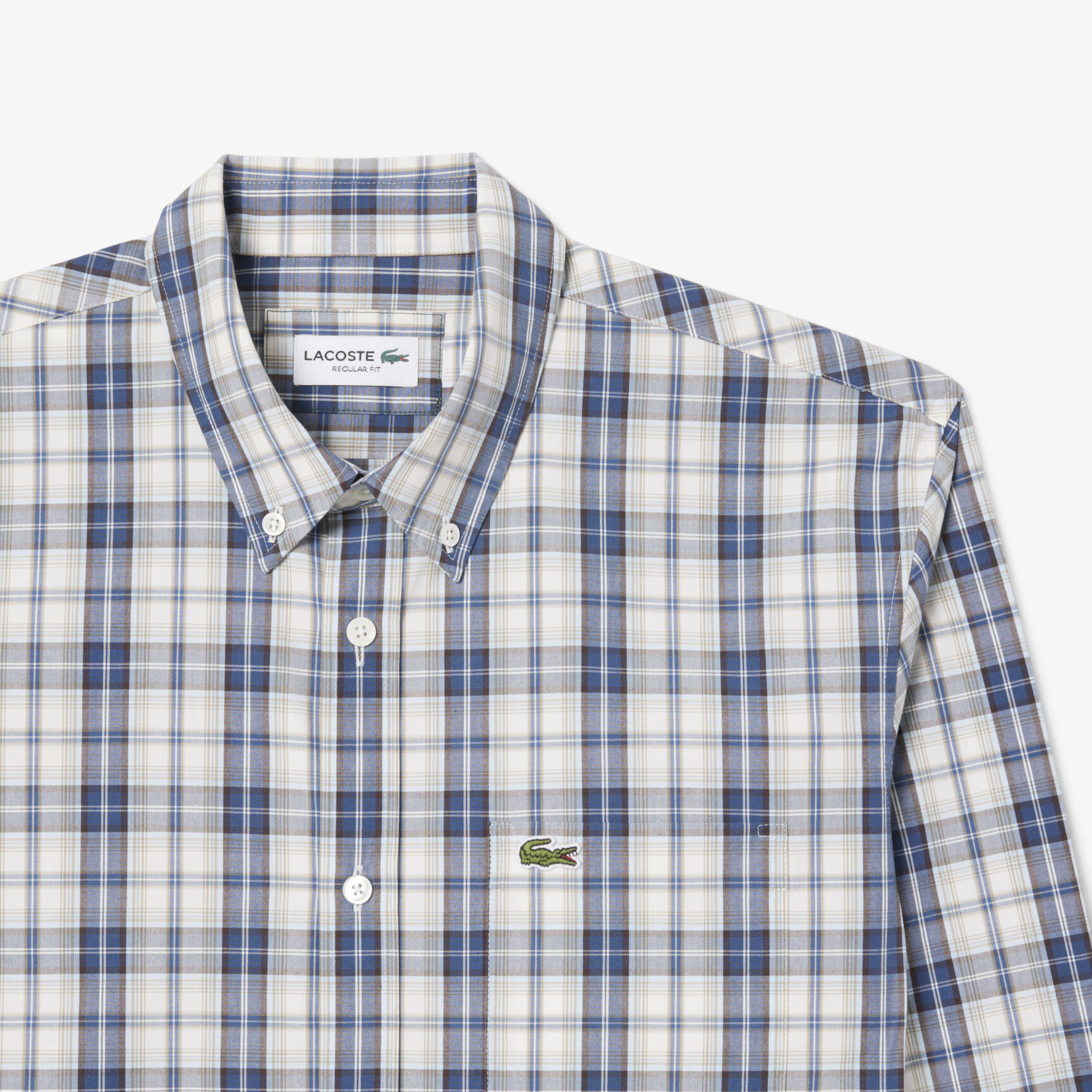 قميص بوبلين منقوش بقصّة عادية Regular Fit Poplin Plaid Shirt - CH5085-00-6IE