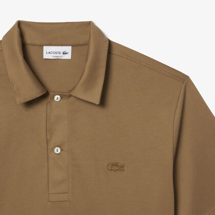 lacoste paris classic fit open neck embroidered polo shirt