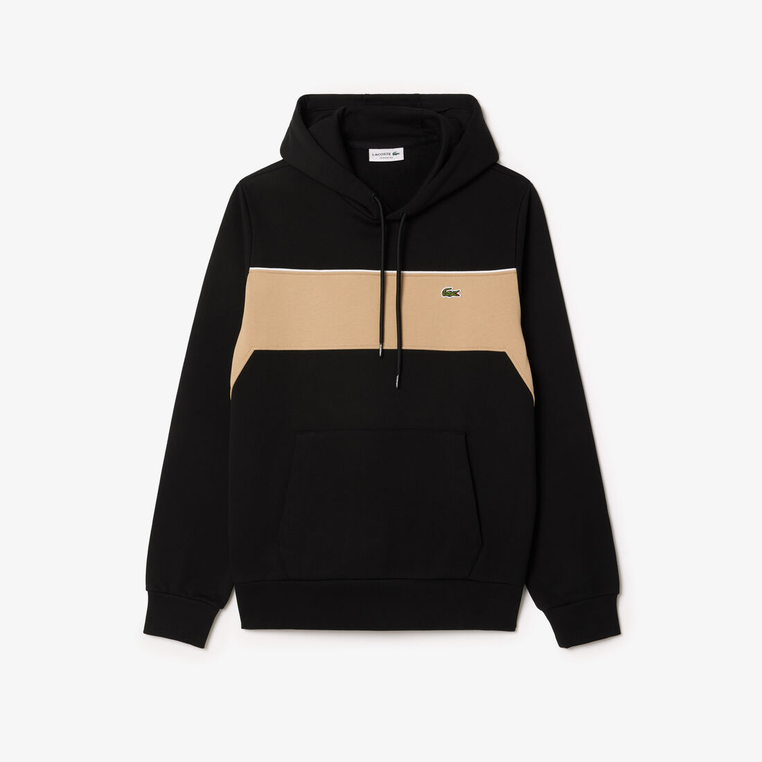lacoste colour block fleece hoodie