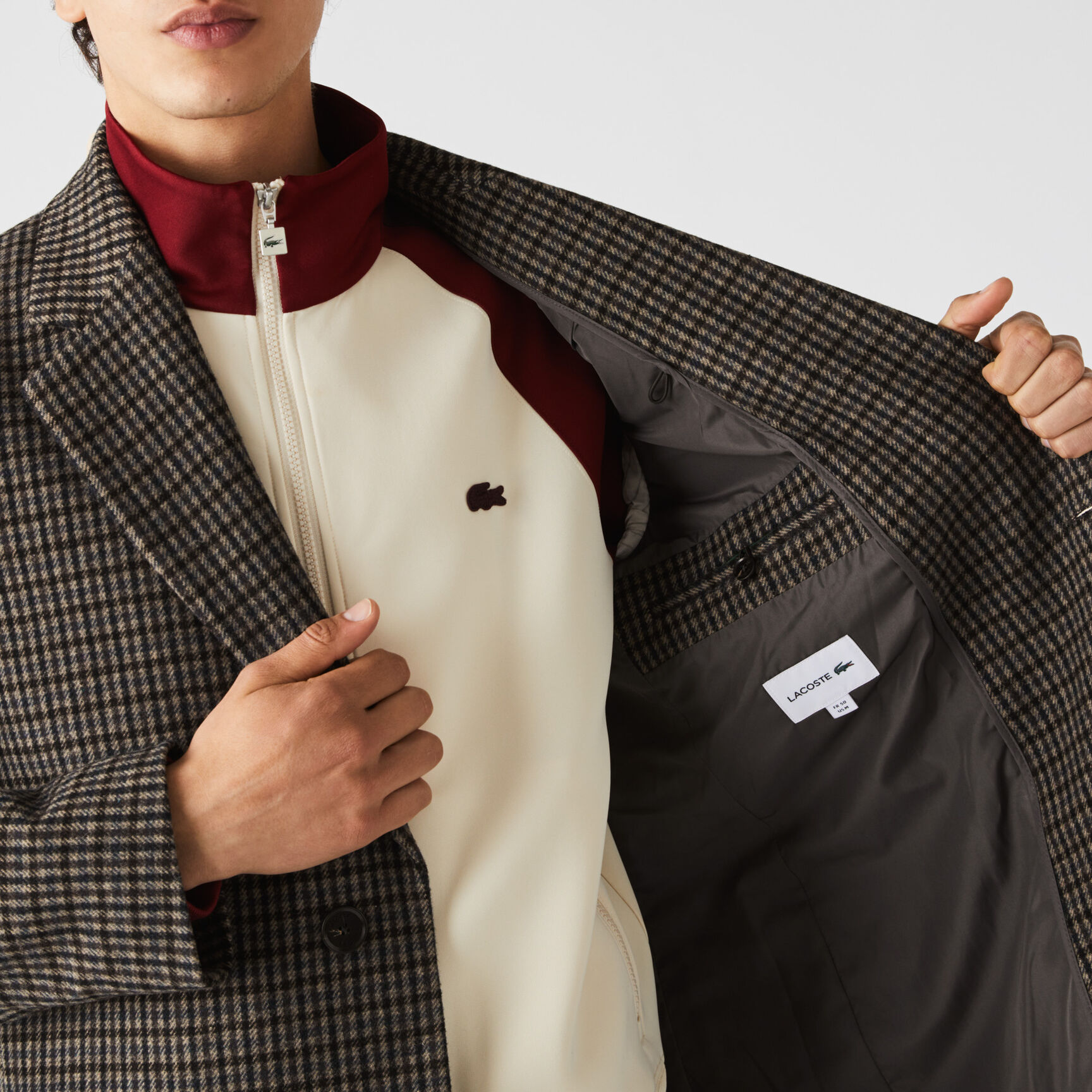 سترة تشيسترفيلد من الصوف المربعات للرجال سترة تشيسترفيلد من الصوف المربعات للرجال