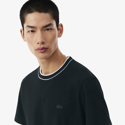 Stretch Pique Stripe Collar T-shirt