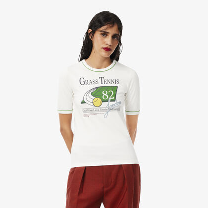 لاكوست runway tennis print t shirt