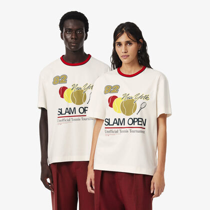 لاكوست runway tennis print t shirt