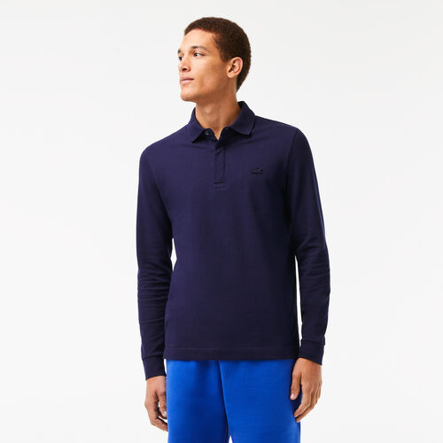 Men's Long-sleeve Lacoste Paris Polo Shirt Regular Fit Stretch Cotton Piqué