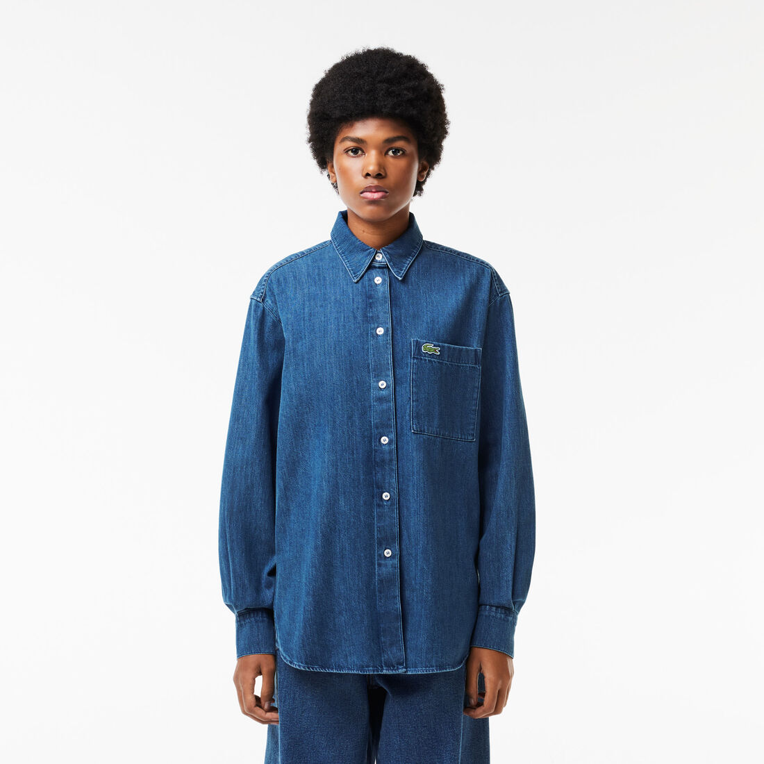 Women's Lacoste Oversized Cotton Denim Shirt - CF0036-00-36L