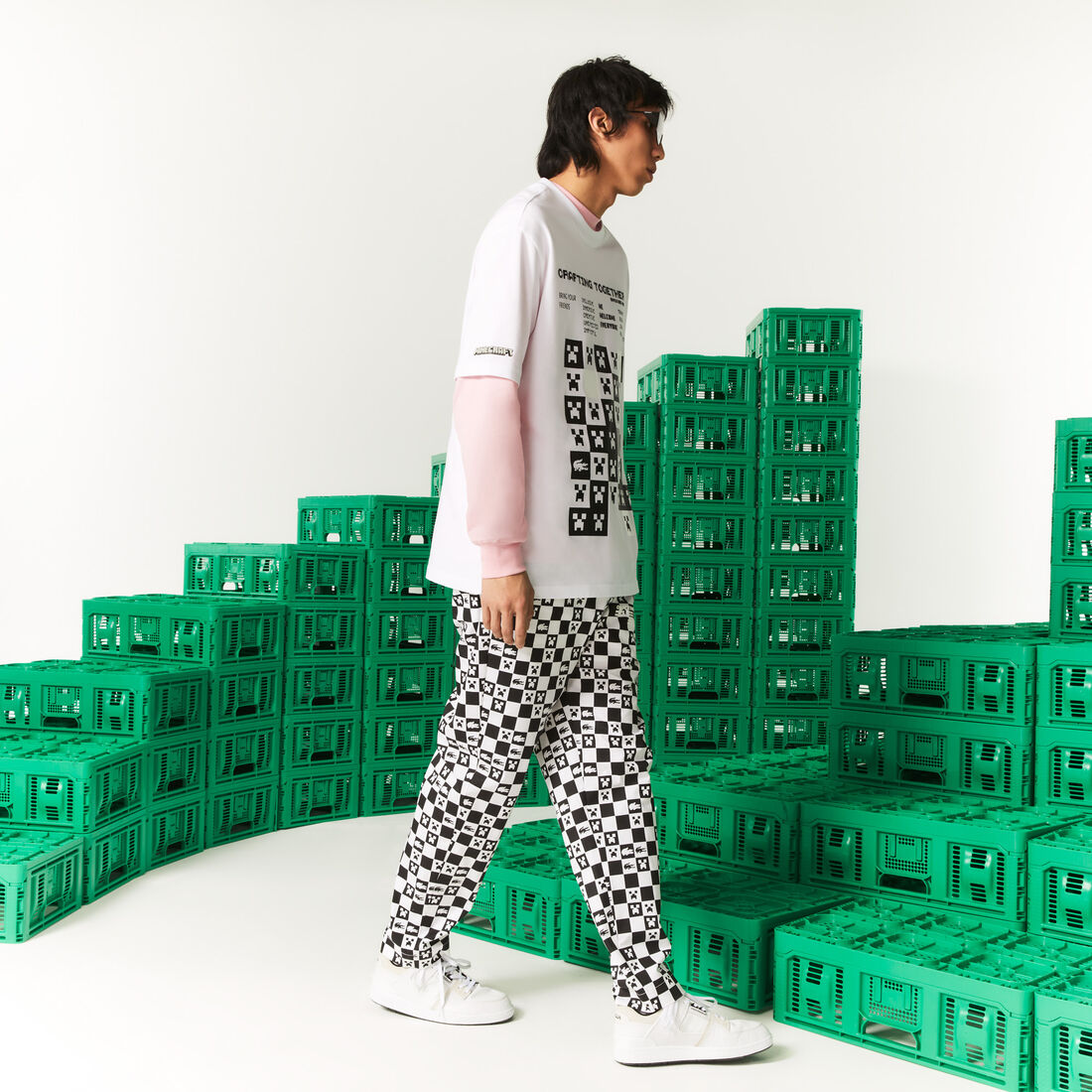 Men's Lacoste L!VE Collab Minecraft Loose Fit Organic Cotton T-Shirt Men's Lacoste L!VE Collab Minecraft Loose Fit Organic Cotton T-Shirt