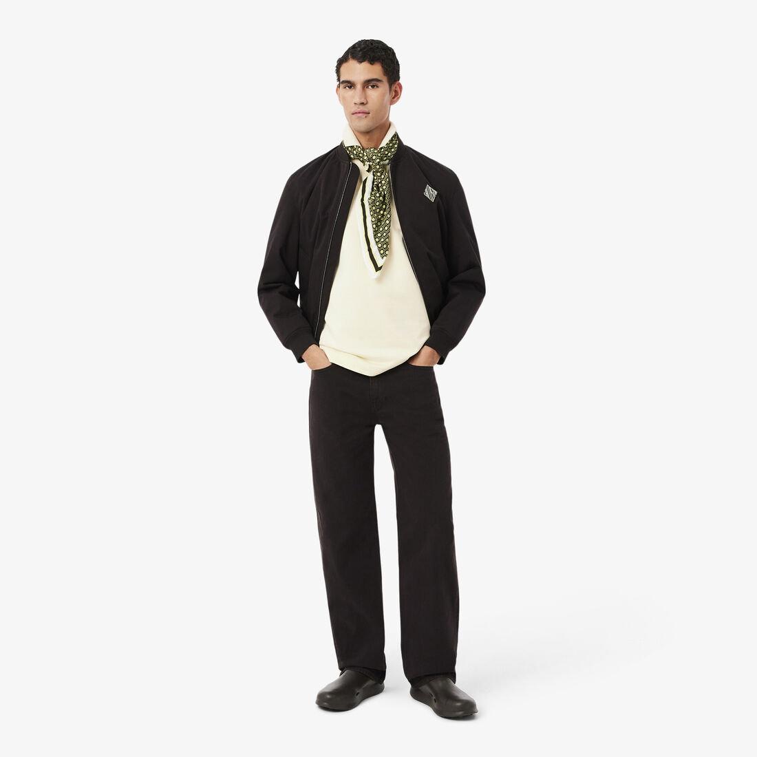 Loose Fit Badge Accent Fleece Polo Shirt Loose Fit Badge Accent Fleece Polo Shirt - DH1208-00-S7G
