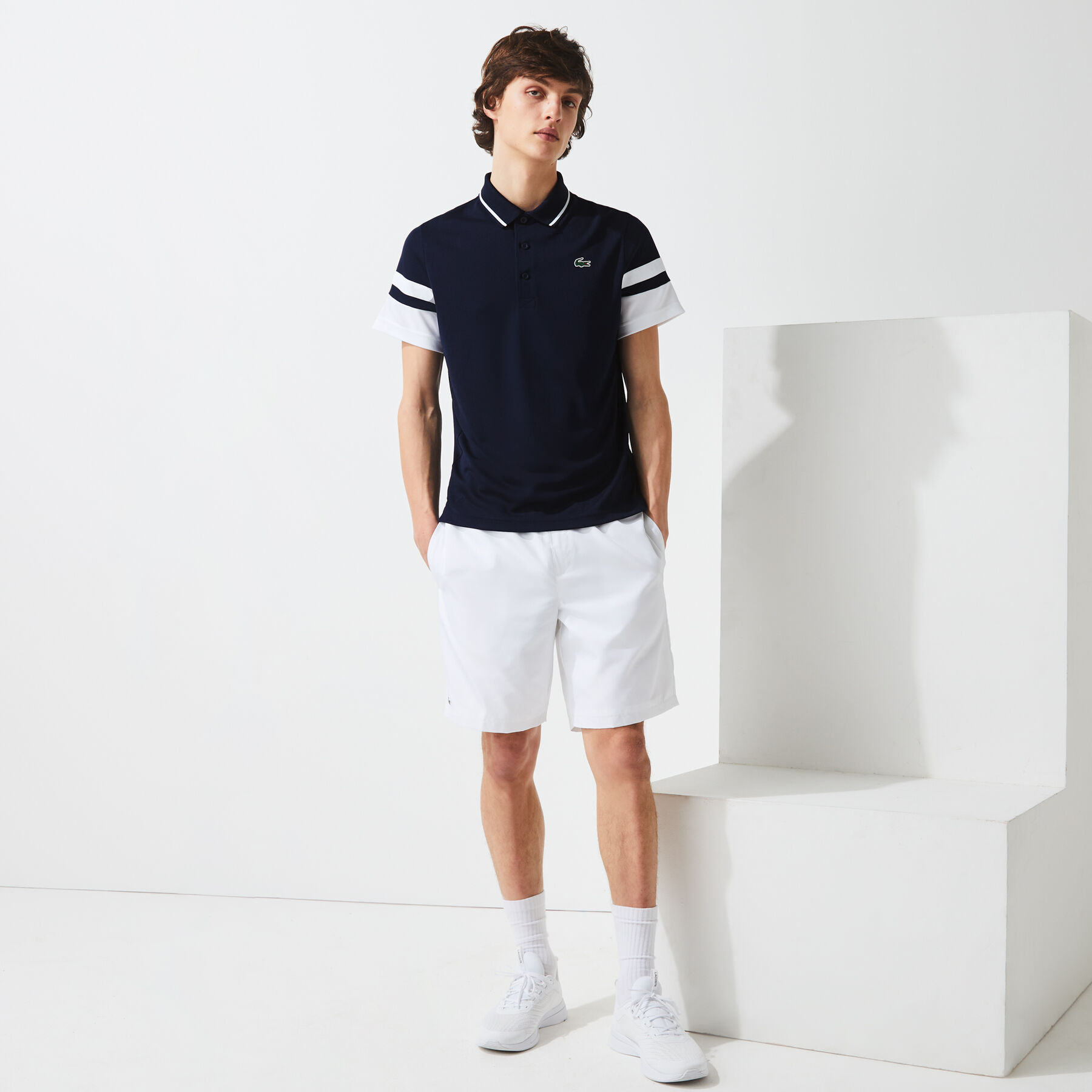 Men’s Lacoste SPORT Striped Sleeves Breathable Piqué Tennis Polo Shirt men s lacoste sport striped sleeves breathable piqu tennis polo shirt