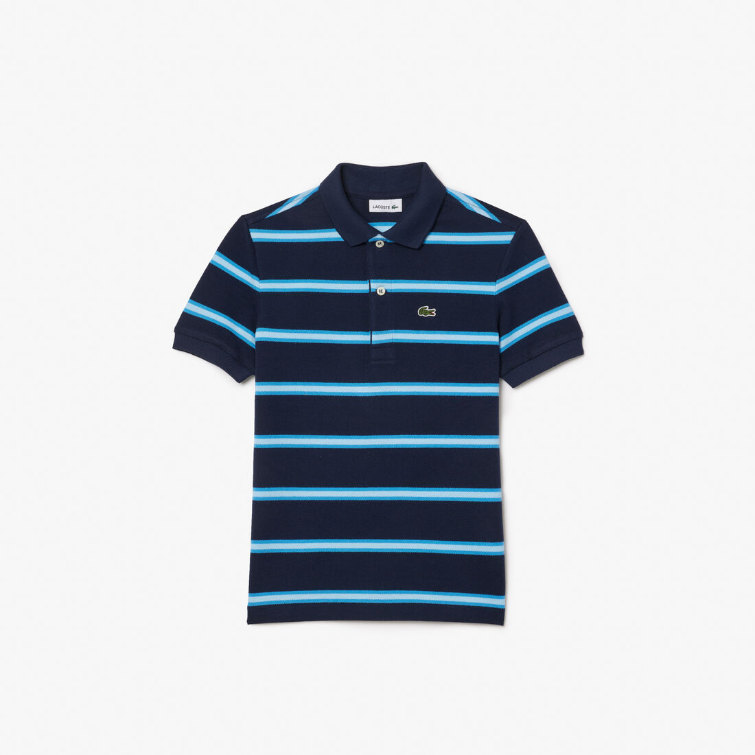 قميص بولو بيكيه مخطط من لاكوست للأولاد Boys' Lacoste Striped Pique Polo Shirt - PJ7124-00-IAF
