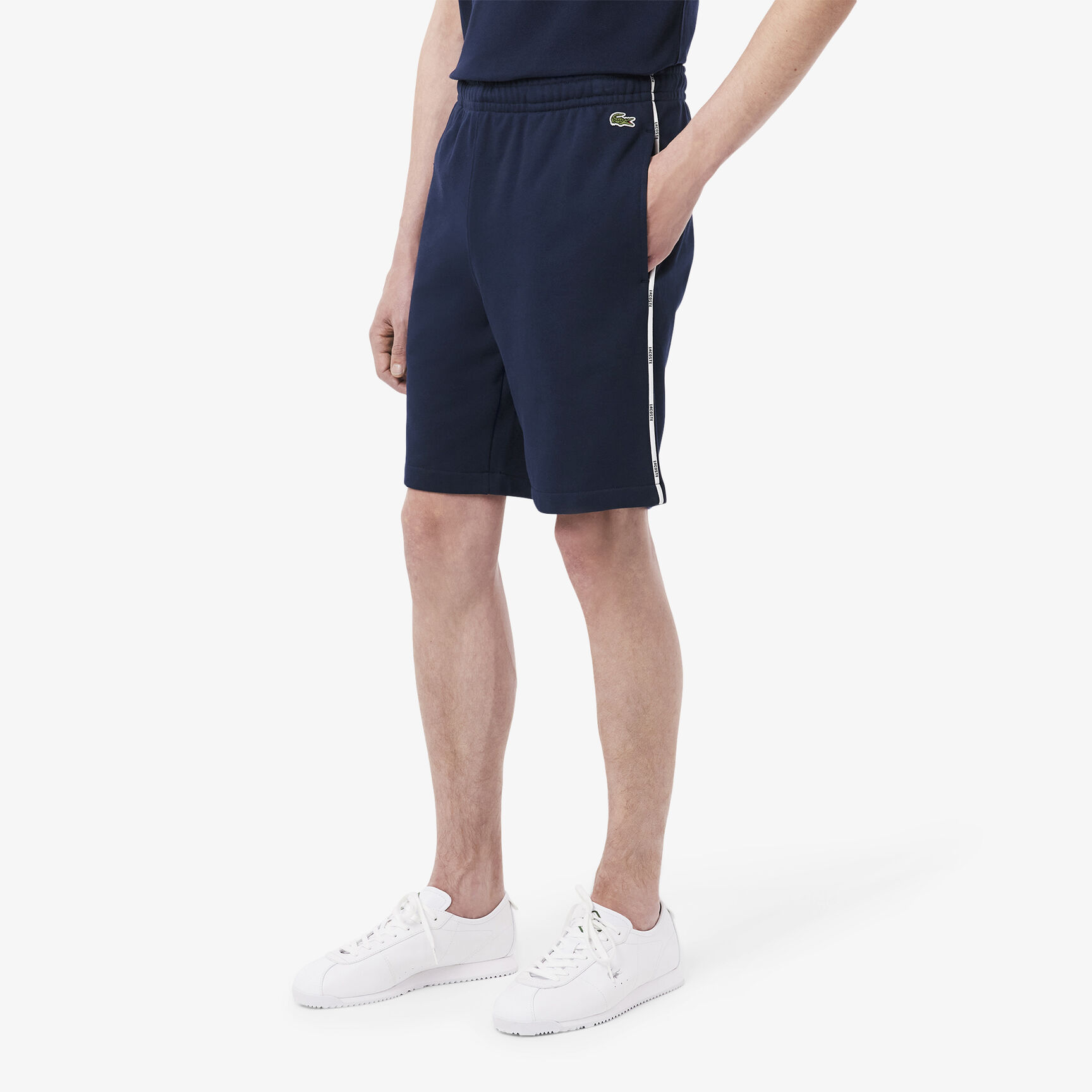 شورت من القطن والصوف بشعار الماركة Logo Trim Cotton Fleece Shorts - GH9896-00-166