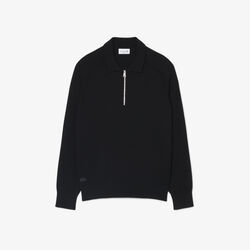 lacoste commuter zipped wool polo collar sweater