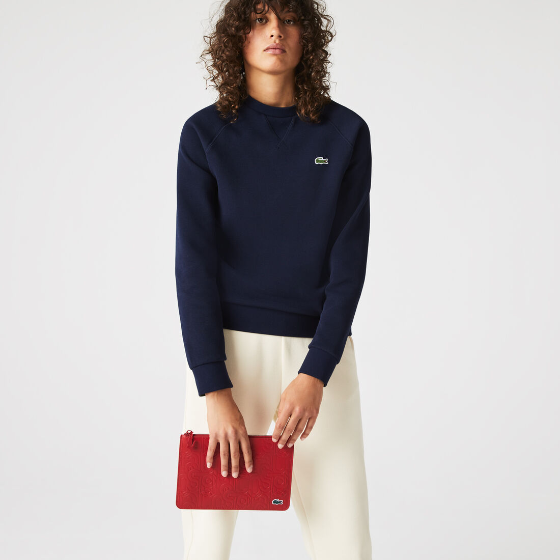 Women&rsquo;s Lacoste Large Embossed Leather Zip Clutch