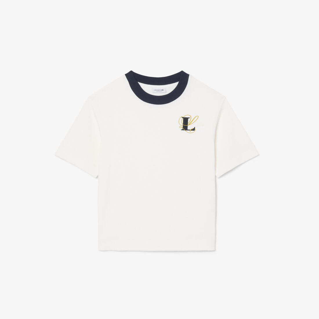 lacoste oversized embroidery detail jersey t shirt